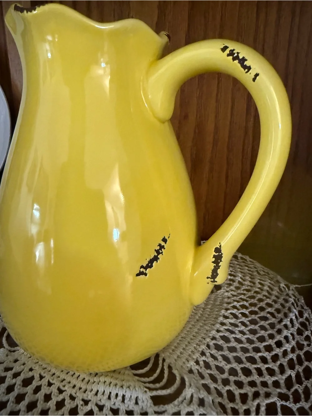 Sunny Yellow Ceramic Pitcher Decorative Vase